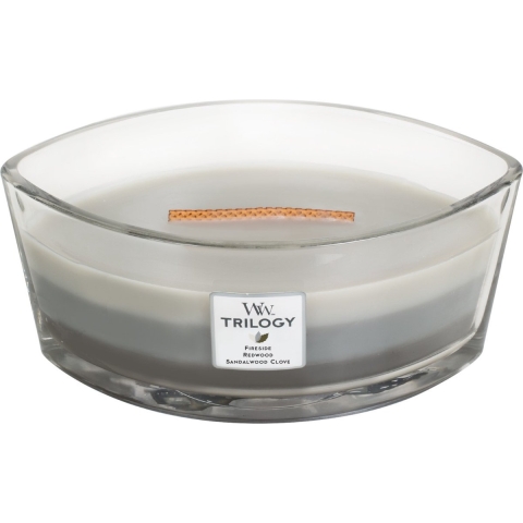 WoodWick Geurkaars Ellipse Trilogy Warm Woods - 9 cm / 19 cm - Geurkaars in Glas - Houten Lont