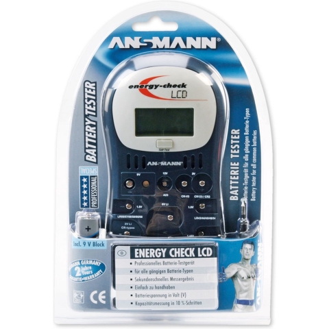 Ansmann Batterijtester Energy-Check LCD Meetbereik (batterijtester) 1.2 V, 1.5 V, 3 V, 9 V, 12 V Oplaadbare batterij, Batterij 4000392