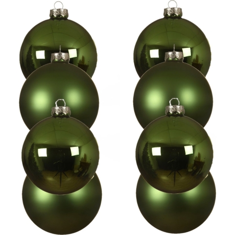 16x stuks glazen kerstballen groen 10 cm mat/glans -