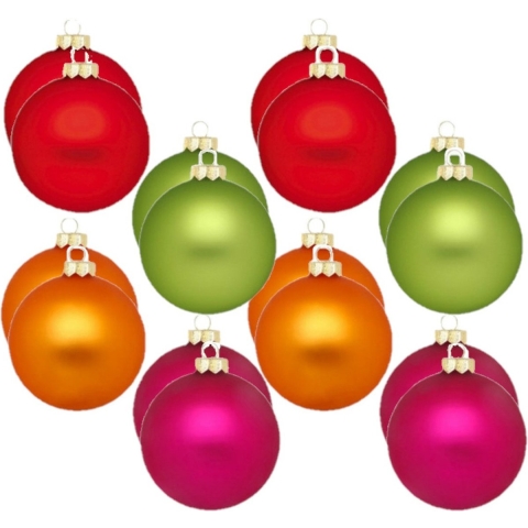 24x stuks glazen kerstballen gekleurd 8 cm -