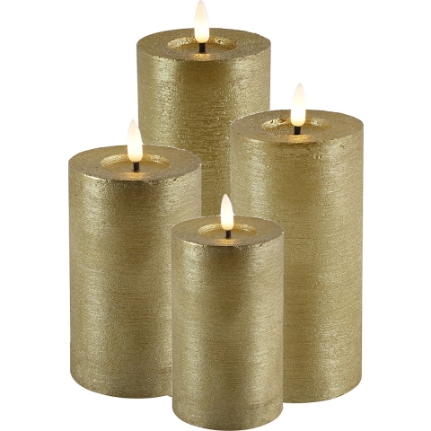 LED kaarsen/stompkaarsen - set 4x - goud - timer - warm wit -
