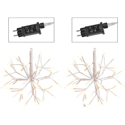 2x stuks verlichte witte bollen / lichtbollen hangdecoratie 25 cm -