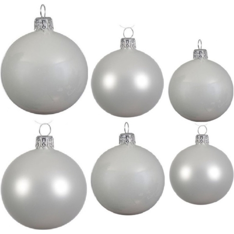 Glazen kerstballen pakket winter wit glans/mat 26x stuks diverse maten -
