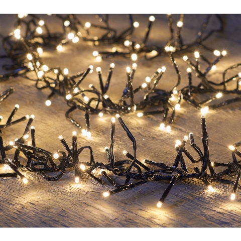 Set van 2x stuks clusterverlichting knipper functie en timer 384 warm witte leds -