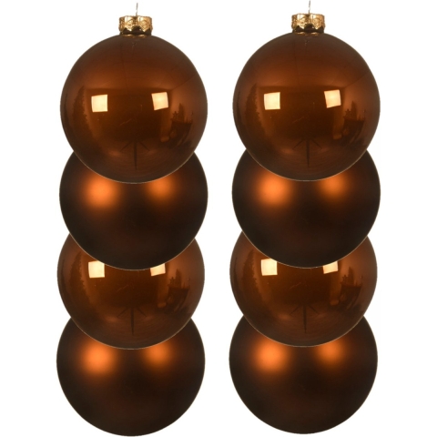 12x stuks glazen kerstballen kaneel bruin 10 cm mat/glans -