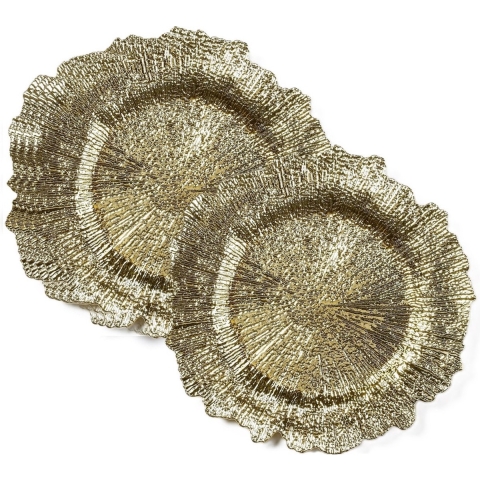 Diner/kerstdiner onderborden - 8x st - goud - D33 - kunststof - rond -
