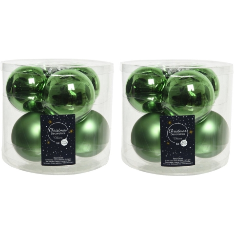 24x stuks glazen kerstballen groen 8 cm mat/glans -