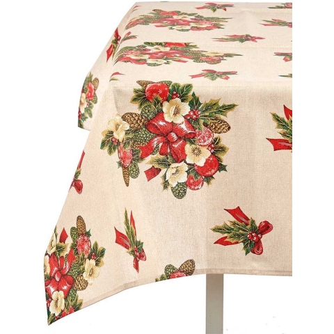 Set van 2x stuks kerst print tafelkleden katoen/polyester canvas formaat 140 x 180 cm -