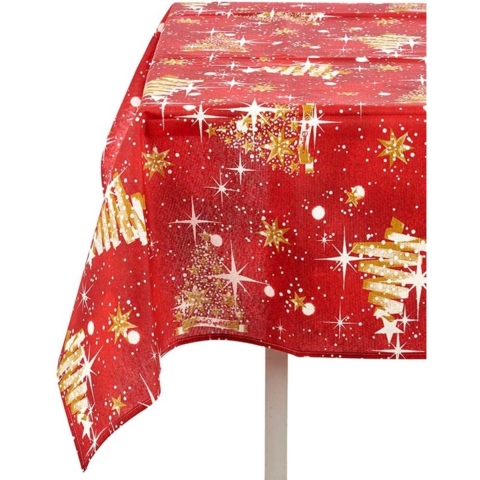 Set van 2x stuks kerst print tafelkleden katoen/polyester canvas formaat 140 x 180 cm -