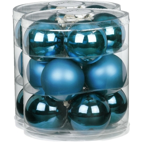 24x stuks glazen kerstballen diep blauw 8 cm glans en mat -