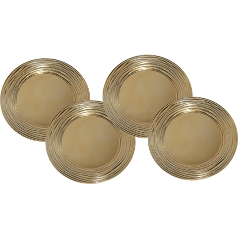Set van 12x stuks kerstdiner onderborden rond goud glimmend 33 cm -