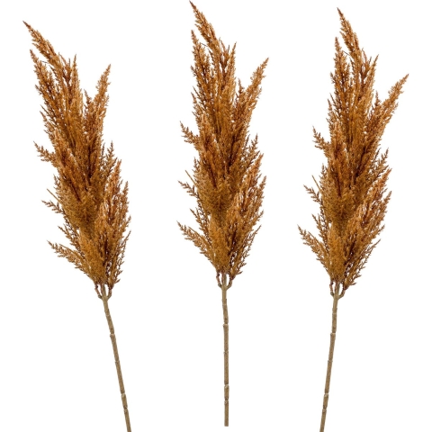 Pampasgras pluim losse steel/tak - 3x - roestbruin - 92 cm - Decoratie kunst graspluimen -