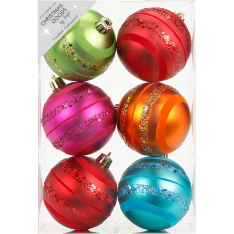 24x Kunststof kerstballen gekleurd 8 cm -