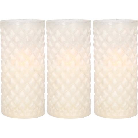 3x stuks luxe led kaarsen in glas D7,5 x H15 cm -