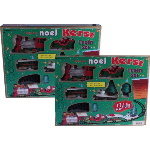2x sets van kersttreinen - rijdende decoratie treinen met muziek en licht 22-delig -