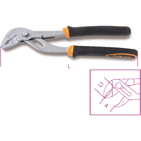 Beta Waterpomptangen, verstelbaar door drukknop, twee componenten handgreep 1047BM 240 - 010470340