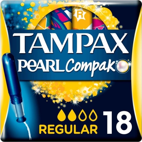 8x Tampax Pearl Compak Regular Tampons Met Inbrenghuls 18 stuks