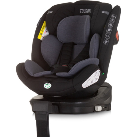 Chipolino Tourino Autostoel i Size 40 150 cm Isofix 360° Obsidian Zwart Grijs