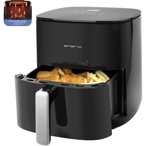 EMERIO AF-131797.1 Airfryer 5 l 2000 W BPA-vrij, Timerfunctie Zwart