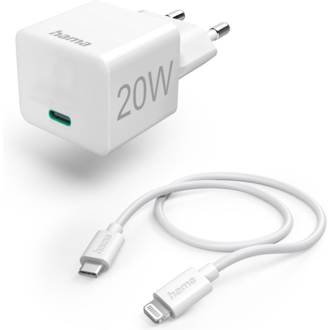 Hama Snellader Met Oplaadkabel Lightning Mini-oplader PD 20W 1m Wit