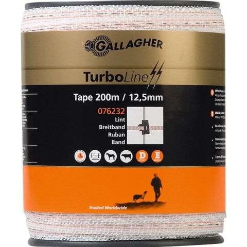Gallagher TurboLine lint 12,5mm wit 200m - 076232 076232