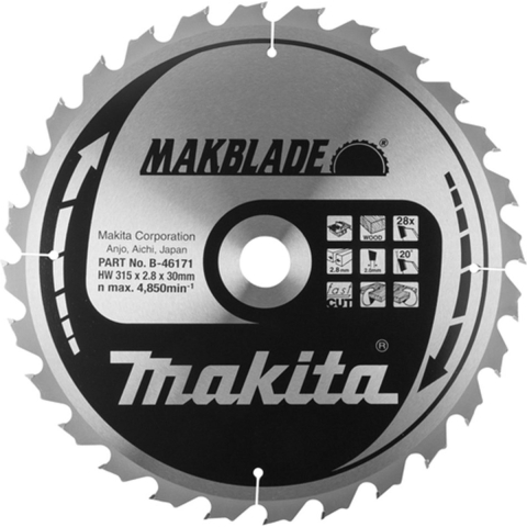 Makita Zaagblad Diameter zaagblad 315mm Aantal tanden 24