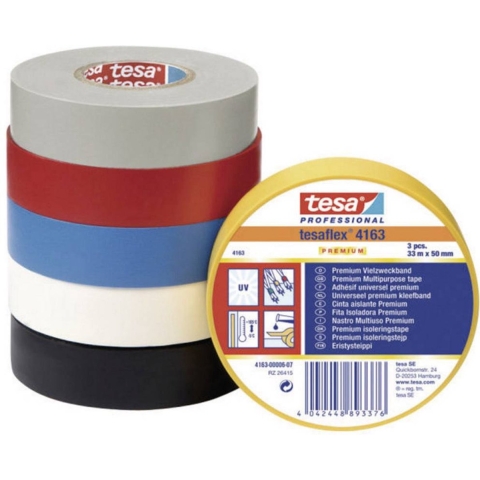 Tesa Isolatietape | zwart | lengte 33 m | breedte 19 mm wiel | 5 stuks - 04163-00000-07 - 04163-00000-07
