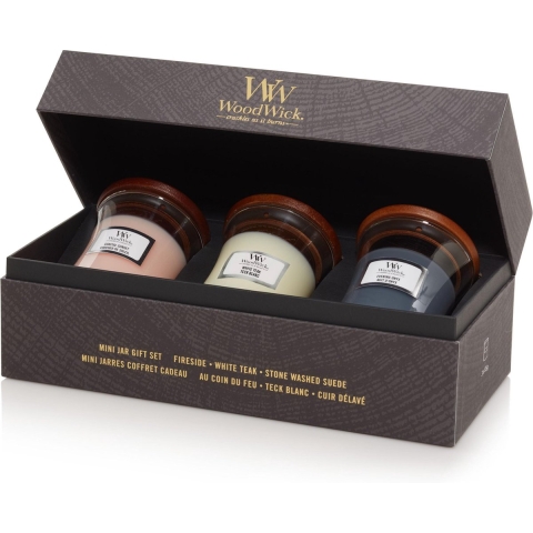 WoodWick Giftset Geurkaars Mini Floral - 3 Stuks - Geurkaars in Glas - Houten Lont
