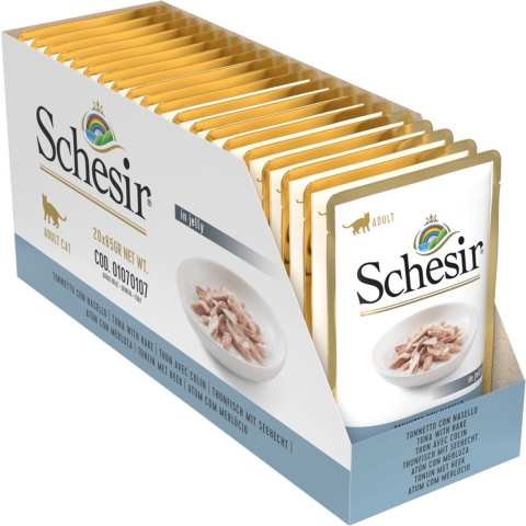 20x Schesir Kattenvoer Tonijn - Heek in Gelei 85 gr