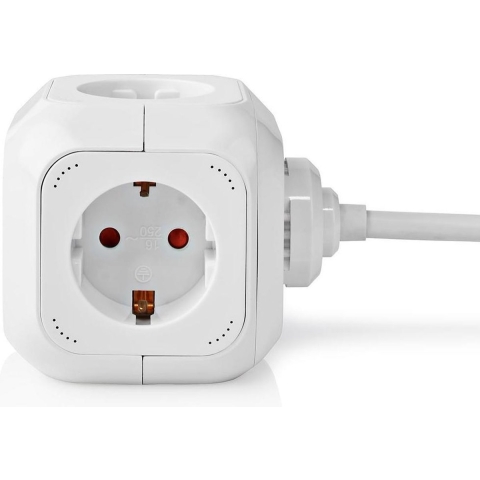 Nedis EXSOC415UFWT Stekkerdoos Kubus 4-wegs Schuko 2x Usb 1,5 M 3x 1,5 Mm² Wit