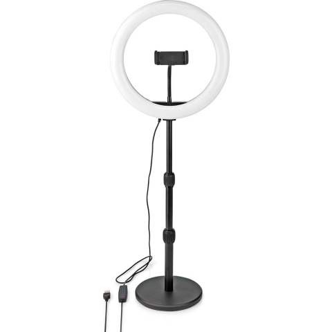 Nedis RLSTND200BK Ringlicht 10 Inch 120 Led&apos;s 2700 - 6700 K Grondplaat Zwart
