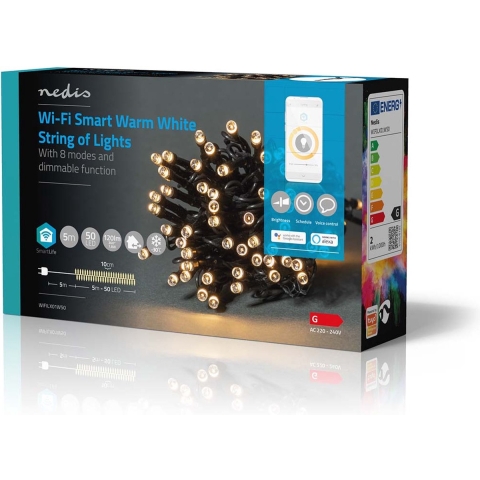 Nedis WIFILX01W50 Smartlife Decoratieve Led Wi-fi Warm Wit 50 Led&apos;s 5.00 M Android™ / Ios