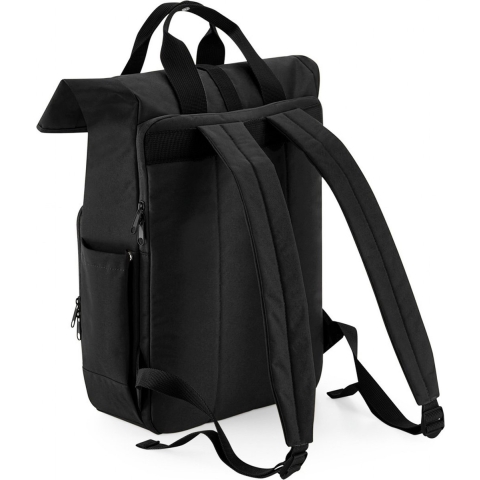 Atlantis BG118L Recycled Twin Handle Roll-Top Laptop Backpack - Black - 30 x 44 x 14 cm