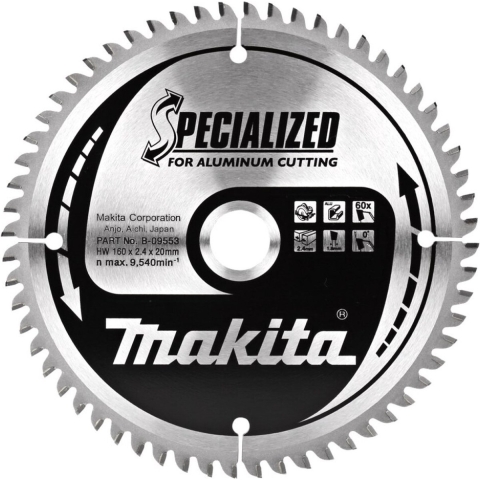 Makita Accessoires Cirkelzaagblad | Aluminium | 160X20X2,4 60T 0G - B-33233