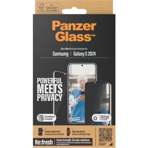 Panzerglass Galaxy S 2024-uwf Privacy W.easyali Screenprotector Voor Samsung Galaxy 2024 Zwart