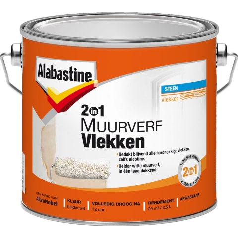 2in1 muurverf vlekken 2,5l - Alabastine