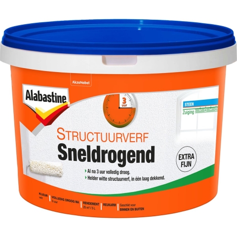 Structuurverf Sneldr Fijn Wit 5L - Alabastine