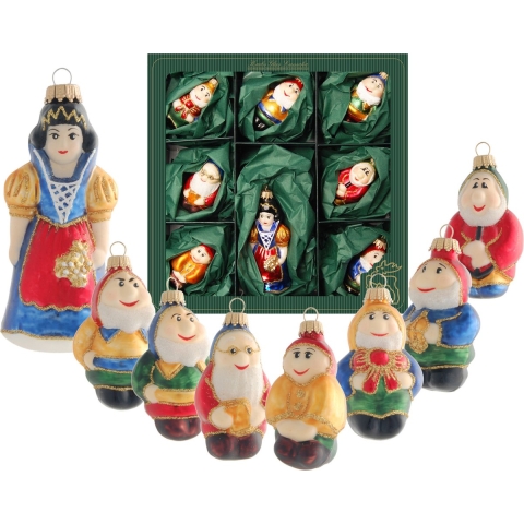 Decoris Kersthangers - 11 cm - Sneeuwwitje en de 7 dwergen - set -