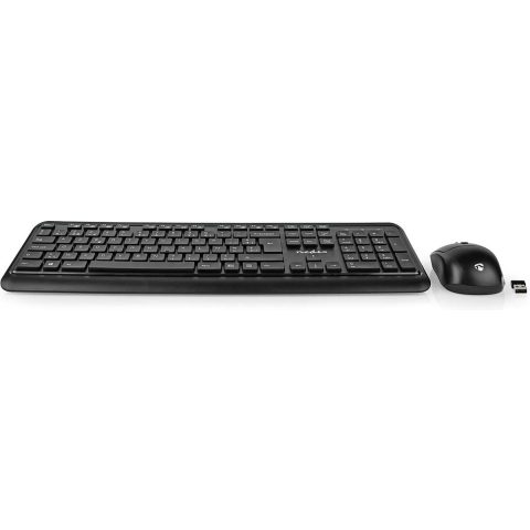 Nedis KBMCW100BKBE Muis En Toetsenbord - Set Draadloos Muis- En Toetsenbordverbinding: Usb 800 / 1200 / 1600 Dpi Instelbare Dpi Azerty Belgisch