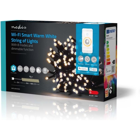 Nedis WIFILX01W100 Smartlife Decoratieve Led Wi-fi Warm Wit 100 Led&apos;s 10.0 M Android™ / Ios