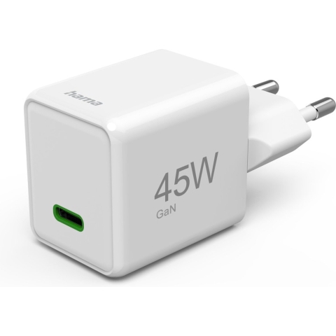 Hama Snellader USB-C PD/QC/GaN Super-Mini-Charger 45 W Wit