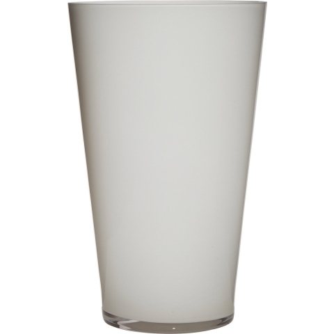 Vaas/bloemenvaas van glas - wit - conisch model - 40 x 25 cm -