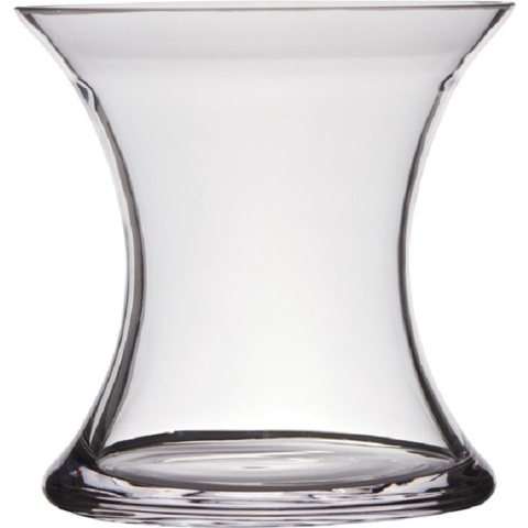 Vaas - transparant - x-vorm - glas - D24 x H28 cm - bloemen - boeketten - siertakken -