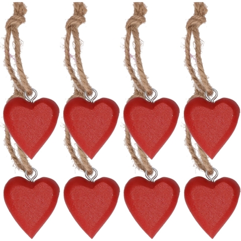 20x Rood hartje aan touwtje 5 cm -