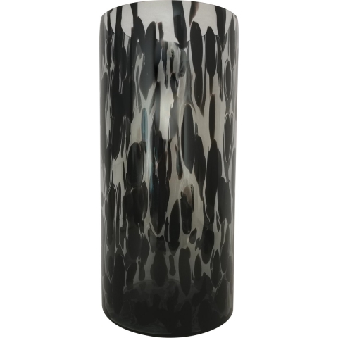 Modieuze bloemen cilinder vaas/vazen van glas 30 x 19 cm zwart fantasy -
