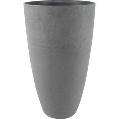 Bloempot/plantenpot hoog van gerecycled kunststof - donkergrijs - D29 en H50 cm -