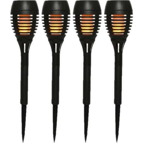 16x stuks Solar licht tuinfakkels/tuinlampen met vlam effect op zonne-energie 27 cm -