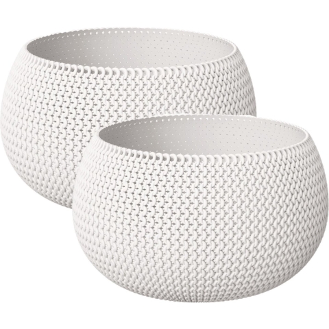 Set van 2x stuks plantenpotten/bloempotten kunststof dia 30 cm en hoogte 22 cm parel wit -