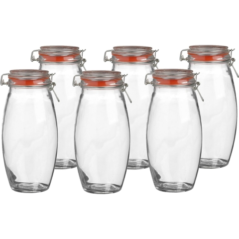 Weckpot/inmaakpot - 6x - 1.9L - glas - met beugelsluiting - D12 x H25 cm -