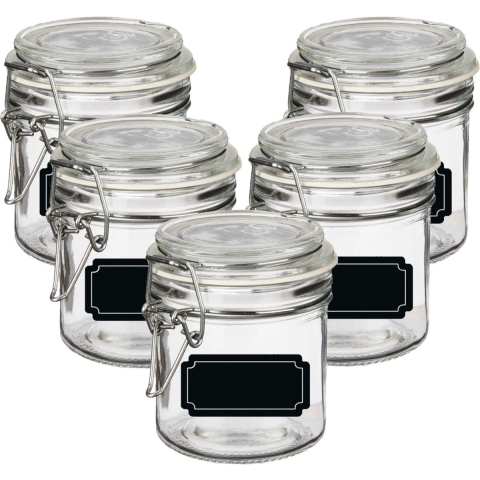 Weckpot/inmaakpot - 10x - 250 ml - glas - met beugelsluiting - incl. etiketten -